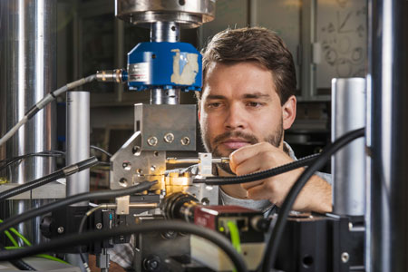 Brad Salzbrenner tests laser-welded objects