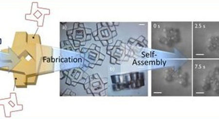 Three-dimensional polymeric microtiles for fluidic self-assembly