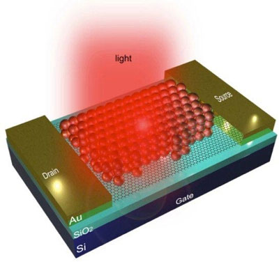 Schematic of a quantum dot-graphene nano-photonic device