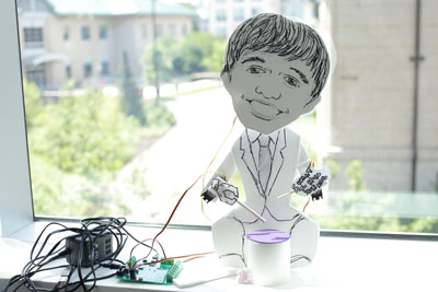 An example of artwork that has been roboticized with the Hummingbird kit