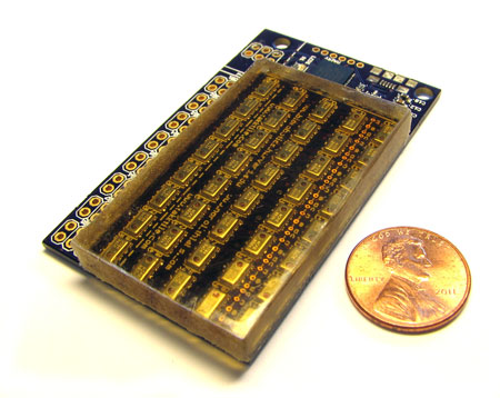 An 8x5 tactile array provides gram-level sensitivit