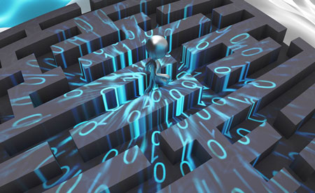 A rendering of a quantum agent exploring a maze