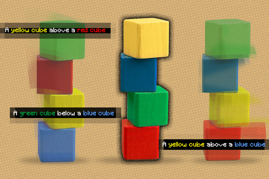stacked cubes of different colors