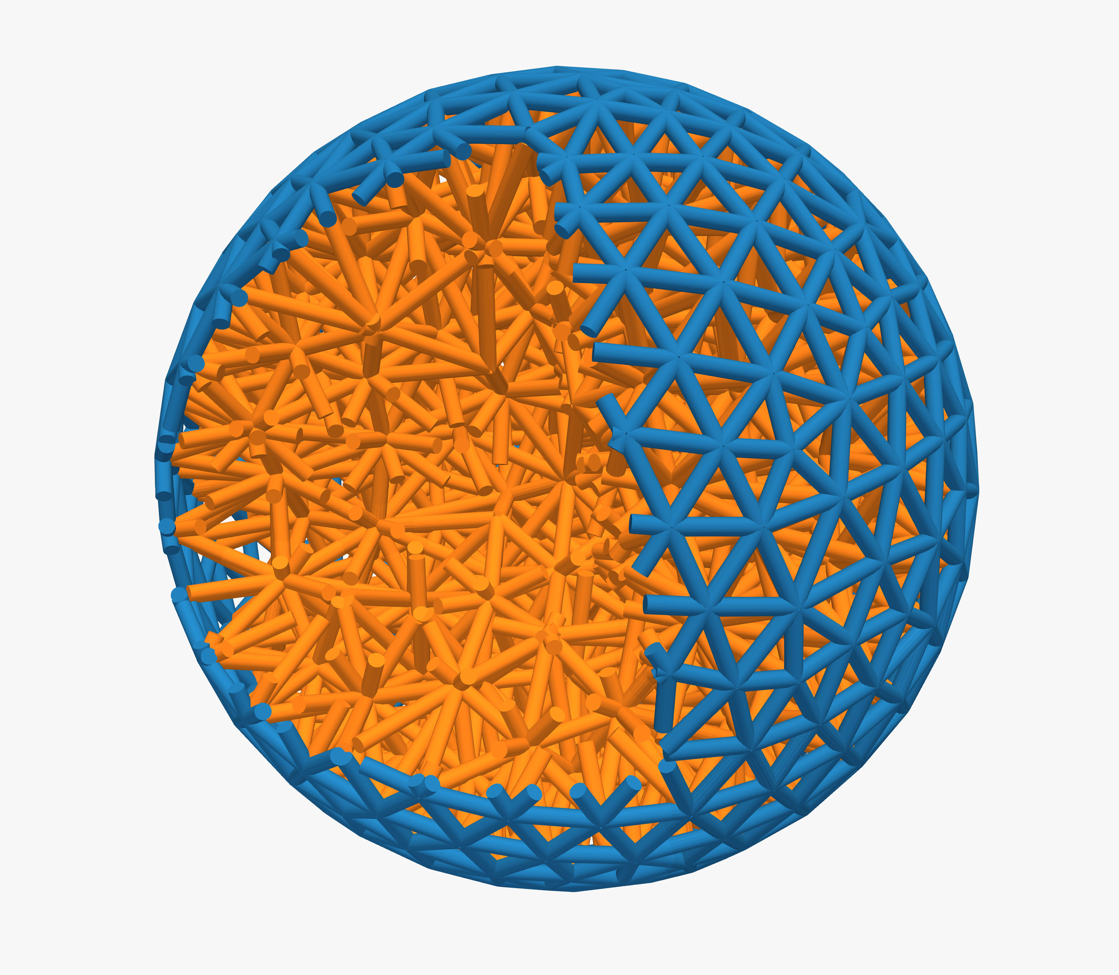 Wrapping an elastic ball (orange) in a layer of tiny robots (blue) allows researchers to program shape and behaviour