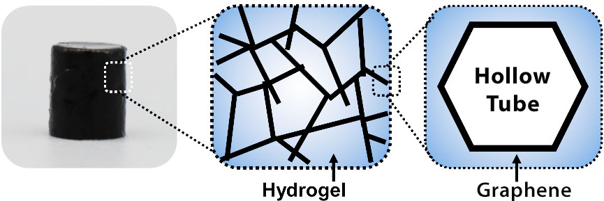interconnected graphene tubes in hydrogel