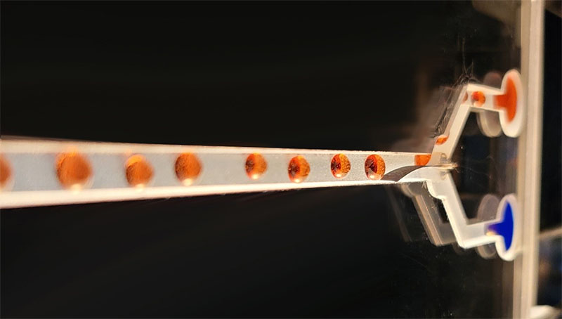 The separation of fluid droplets using a soft fluid switch at ultra-low voltage