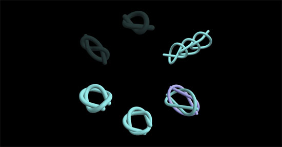 Various knot topologies result in different jumping and flying motions