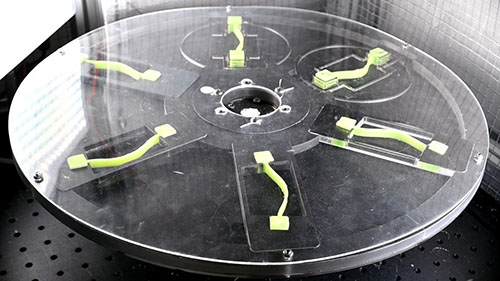 Demonstration of dynamic driving on a rotating platform