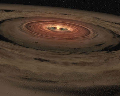 Swirling disk of planet-building dust