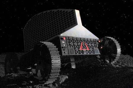 moon  rover that operates on solar energy provided with side-facing panels