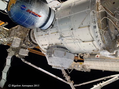 Bigelow Expandable Activity Module (BEAM) docked to the ISS