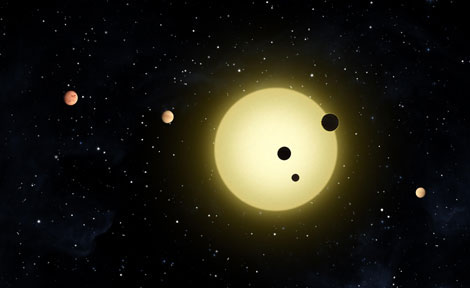 Kepler-11, which has six stars in tight orbit around it
