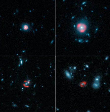 Montage, combining data from ALMA with images from the NASA/ESA Hubble Space Telescope, for five distant galaxies