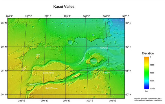 Kasei Valles topography