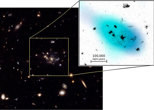 carbon monoxide gas detected in and around the galaxy cluster Spiderweb