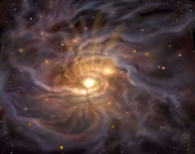 An artist's impression of the forming massive star