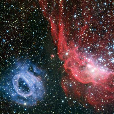 2 Very Different Glowing Gas Clouds in the Large Magellanic Cloud