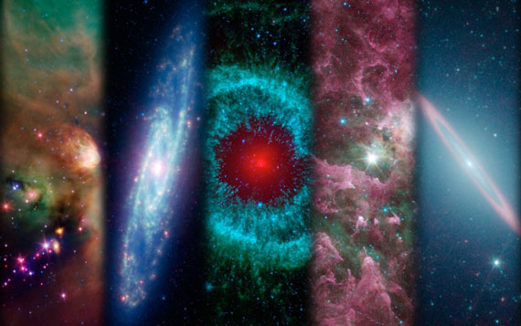 A montage of images taken by NASA's Spitzer Space Telescope over the years