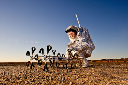 Hungarian Google Lunar X-Prize Rover Puli together with Aouda.X Mars spacesuit