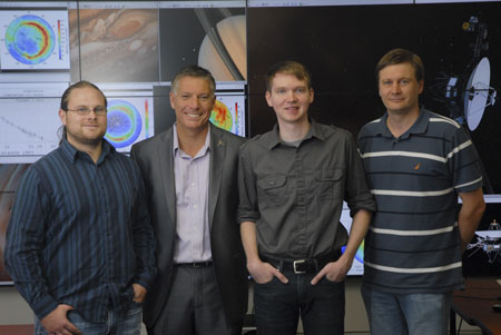 From left, Dr. Brian Fayock, Dr. Gary Zank, Eric Zirnstein and Dr. Jacob Heerikhuisen.