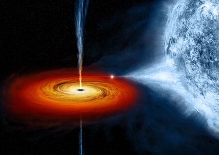 a stellar-mass black hole being 'fed' by a companion sta