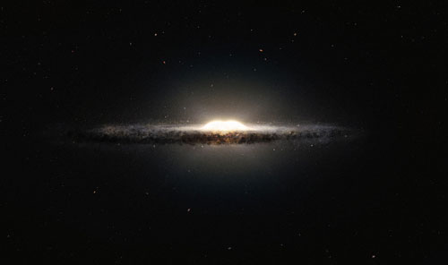An artist’s impression showing how the Milky Way galaxy would look seen from almost edge on