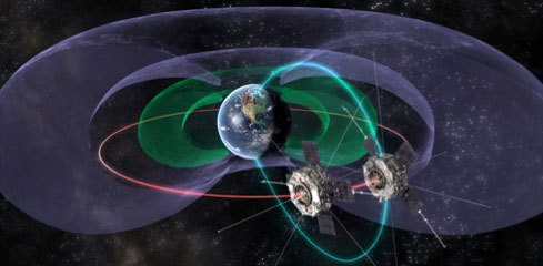 This is an artist's rendering of the natural space synchrotron accelerator that exists in the Earth's magnetosphere