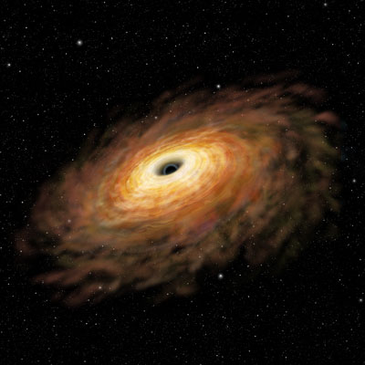 Artist's rendition of an active, mass-accreting black hole in a luminous, gas-rich merging galaxy