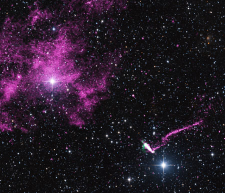 An extraordinary jet trailing behind a runaway pulsar