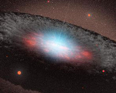 Artist's concept of a supermassive black hole at the centre of a galaxy
