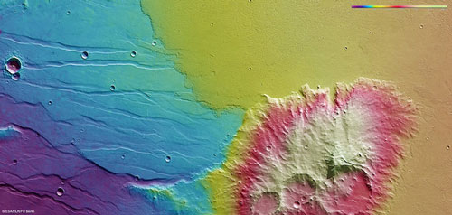 Topography of Daedalia Planum and Mistretta Crater