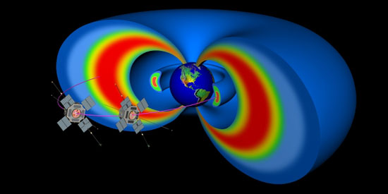 NASA's Van Allen Probes orbit through two giant radiation belts that surround Earth