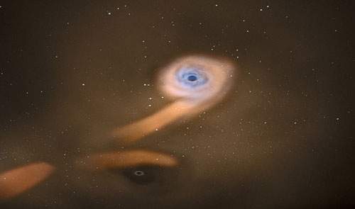 Artist’s impression of a pair of black holes