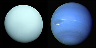 Uranus and Neptune as seen from NASA's Voyager mission