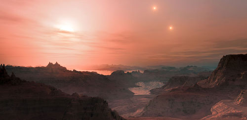 Artist’s impression of a sunset on the planet Gliese 667Cc