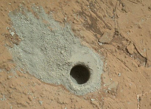 Mars rover Curiosity drilled into this rock target, Cumberland
