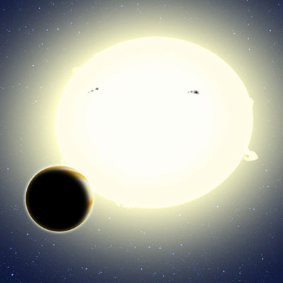 This artist's conception portrays the first planet discovered by the Kepler spacecraft during its K2 mission