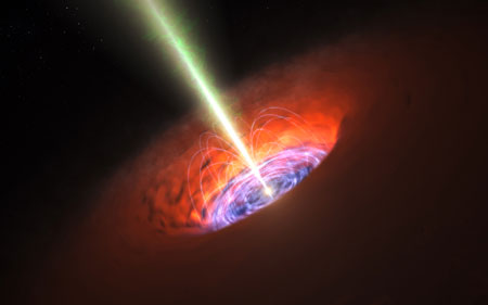 A supermassive black hole and its intense magnetic field
