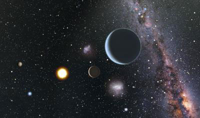 This is an artist's impression of a view from the HD 7924 planetary system