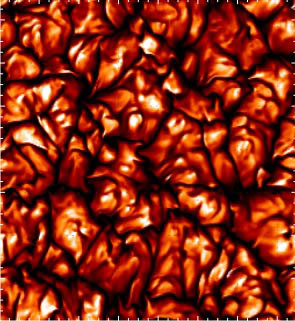 solar surface showing the temperature of the granulation cells