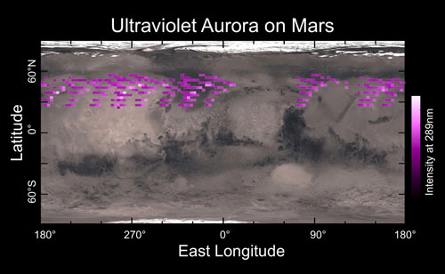 Map of MAVEN's IUVS Auroral Detections