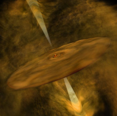 Artist's conception of a very young, still-forming brown dwarf