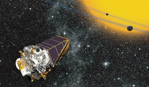 Artist’s impression of Kepler as it looks at planets transiting distant stars