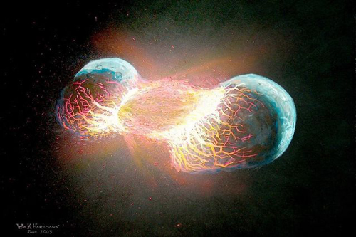 the moon was formed by a violent, head-on collision