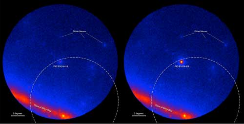 Fermi LAT images showing the gamma-ray sky around the blazar PKS B1424-418