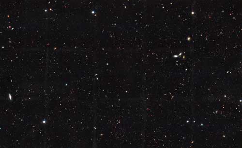 This image shows the HST GOODS-South field, and is one of the deepest images of the sky but covers just one millionth of its total area