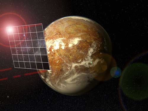 spacecraft propelled by an enormous rectangular photon sail