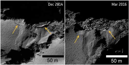 Several sites of cliff collapse on Comet 67P/Churyumov-Gerasimenko were identified during Rosetta's mission