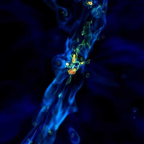 a quasar growing under intense accretion streams