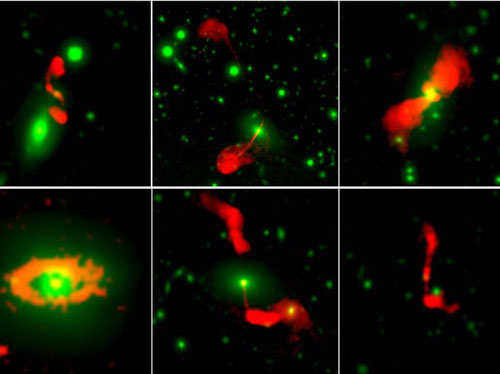 Galaxies: Depicted in green are the visually visible and near-infrared regimes